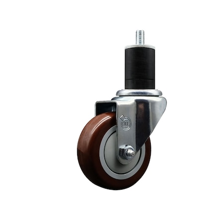 Service Caster 3.5'' SS Maroon Poly Wheel Swivel 1-3/4'' Expanding Stem Caster SCC-SSEX20S3514-PPUB-MRN-134